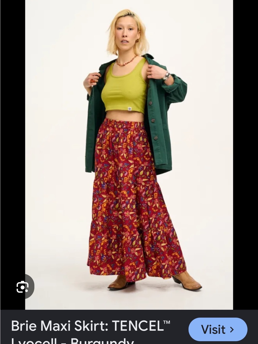 Lucy & Yak XL Brie Maxi Skirt Burgundy Blooms